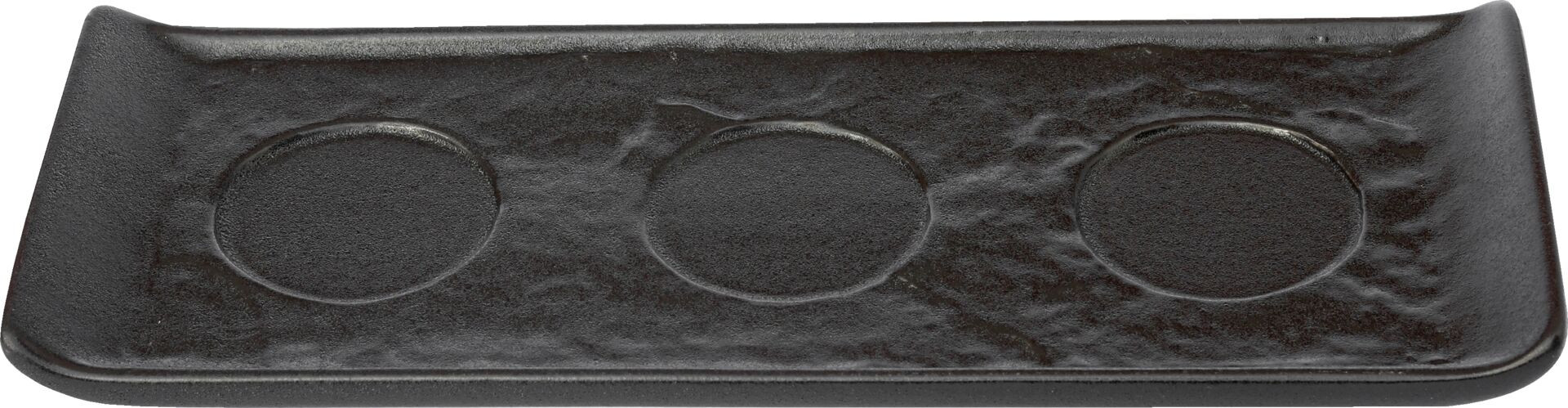 Porzellanserie "Schieferlook" Platte mit 3 Aussparungen 25,8x9,9cm
